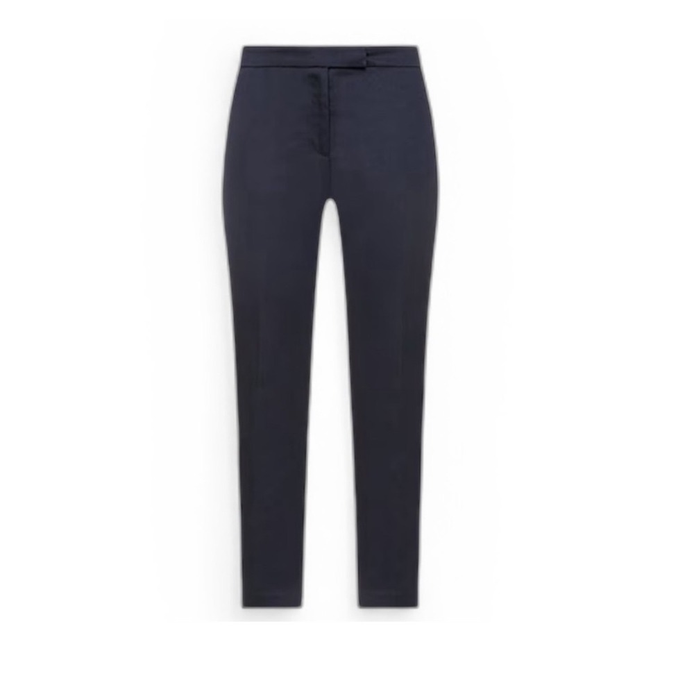 Peserico Navy Blue Wool Slim Leg Trousers Made in Italy size 44 US 8 Side Slit